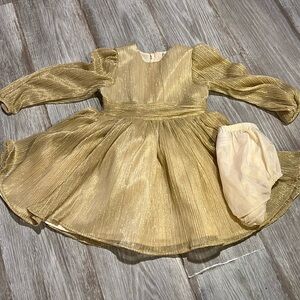 Selling a set. Supper adorable gold long sleeve girls dress with Jacket.